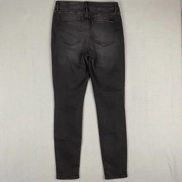 White House Black Market Black Sequined Distress High Rise Skinny Jeans Women 6 - Picture 4 of 7